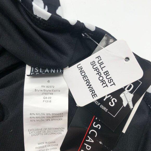 Island Escape Tankini Swim Top Full Bust Support Underwire Black Polka Dot 6 - Picture 5 of 7